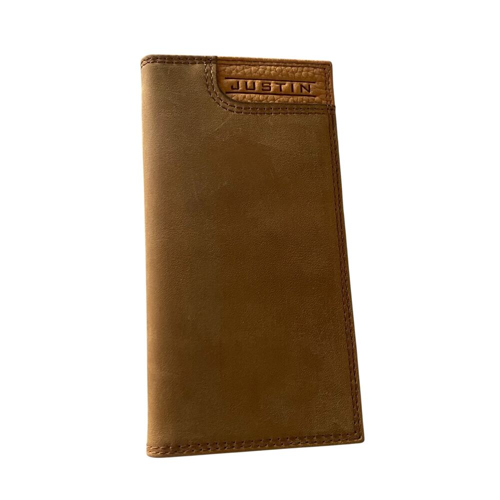 NWT Men’s JUSTIN'S RODEO GENUINE LEATHER WALLET Two Toned Brown 22054767W3